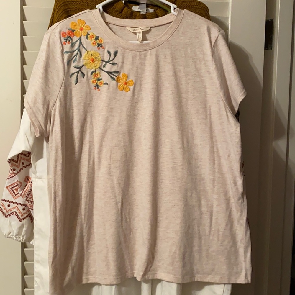 Light pink Matilda Jane Tee with floral detail